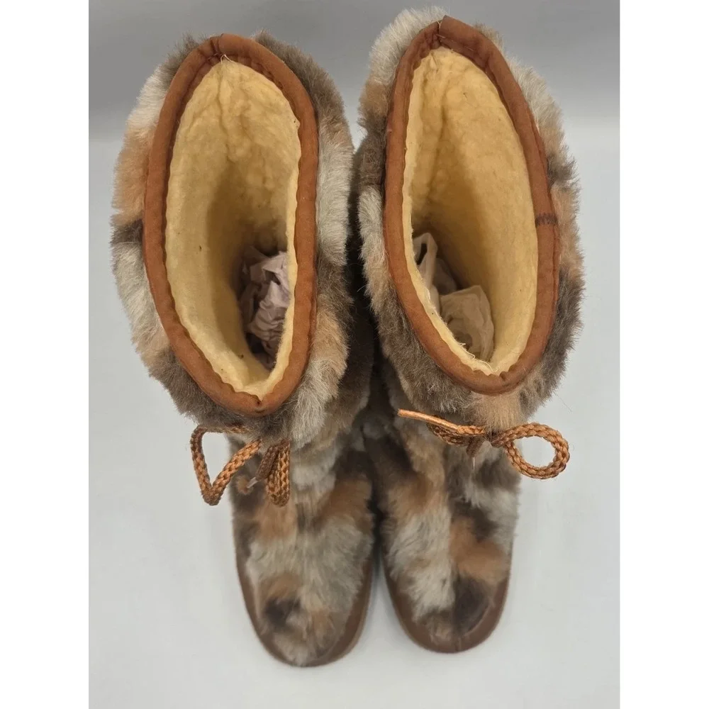 Snowland Vintage Yodelers 70s Brown Suede Faux Fur Snow Boots Womens 9